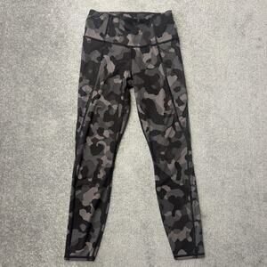 Athleta Leggings Womens XS Gray Camo Lightning 7/8 Tight High Rise Zip Pocket